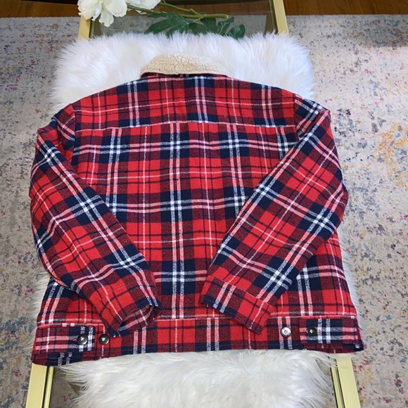 Flag&Anthem Woman’s Plaid Faux Sherpa Jacket Size Small - Picture 5 of 14